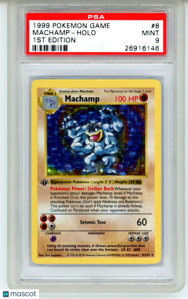 1999 Pokemon Game Machamp #8 1ST Edition PSA 9 MINT