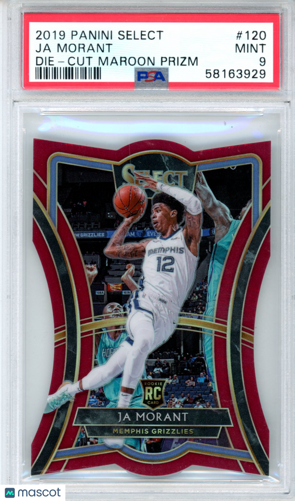 2019 Panini Select Ja Morant #120 Maroon Rookie /175 PSA 9 Basketball