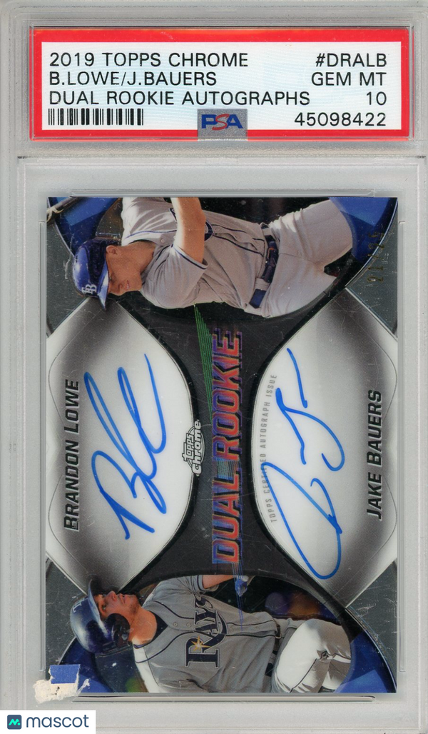 2019 Topps Chrome Dual Rookie Autographs Jake Bauers Brandon Lowe  PSA 10 /25