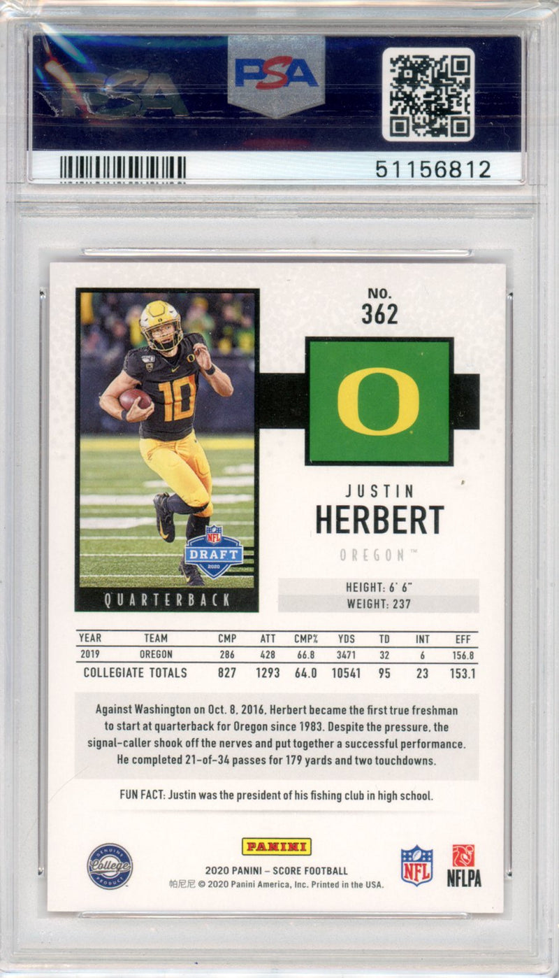 2020 Panini Score Justin Herbert