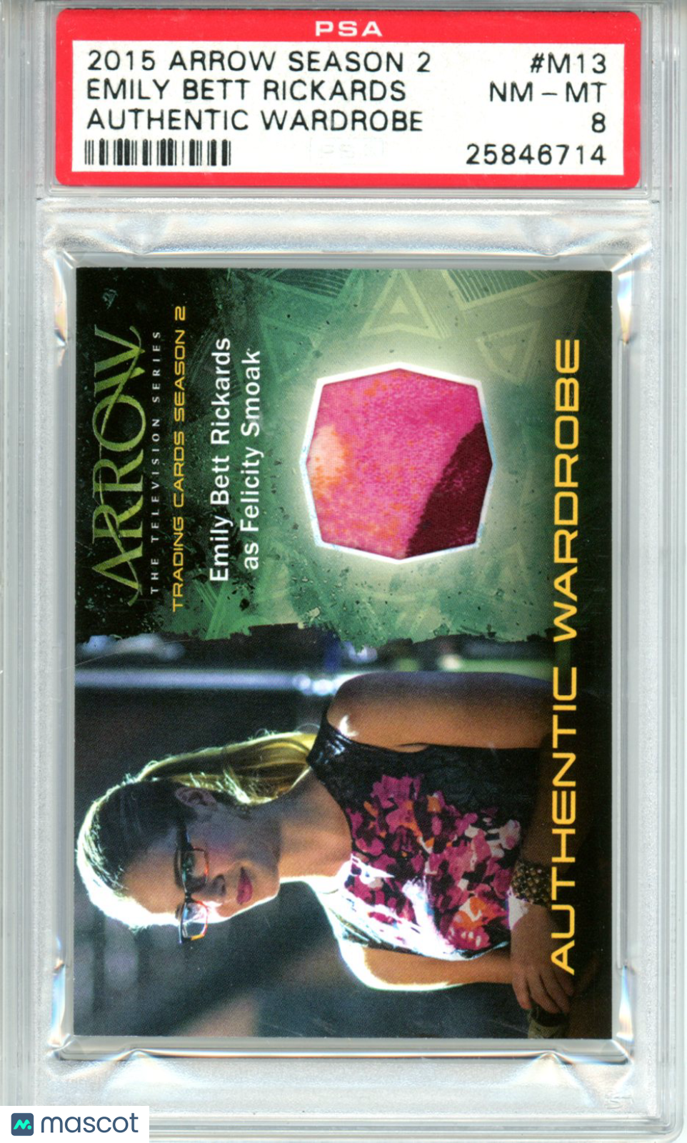 2015 Arrow Season 2 Authentic Wardrobe Emily Bett Rickards #M13 PSA 8