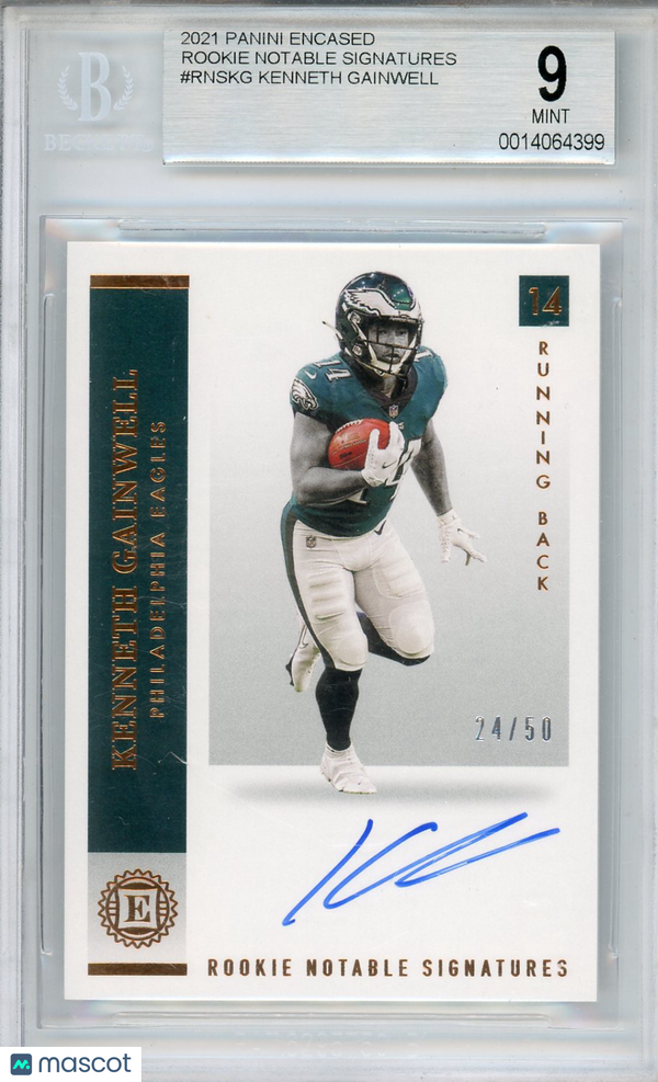 2021 Panini Encased Rookie Notable Signatures Kenneth Gainwell #RNSKG BGS 9