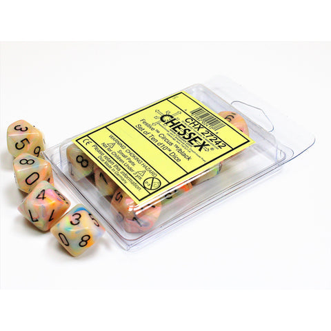 Festive Circus/black d10 Dice (10 dice) CHX27242 - Dice Sets & Games