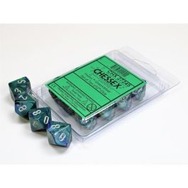 Festive Green/silver d10 Dice (10 dice) CHX27245 - Dice Sets & Games