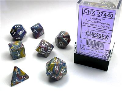 Festive: Polyhedral Carousel/white 7-Die Set CHX27440 - Dice Sets & Games