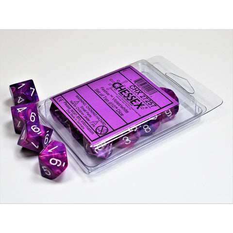 Festive Violet w/white d10 Dice (10 dice) CHX27257 - Dice Sets & Games