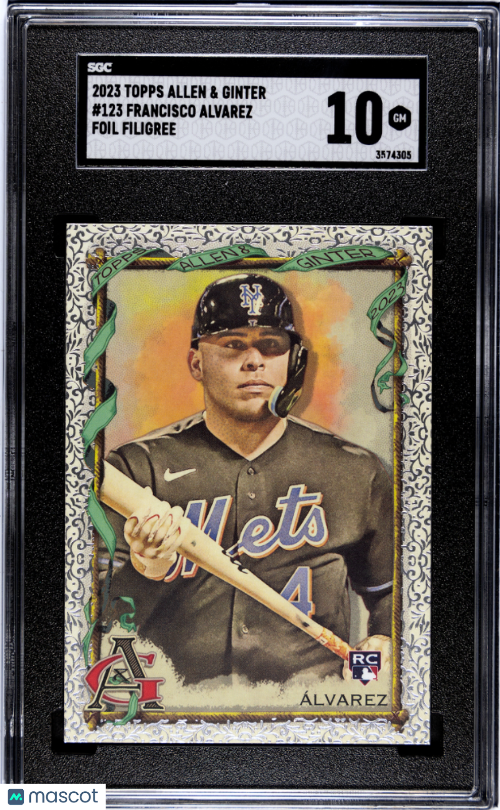 Francisco Alvarez Rookie 2023 Topps Allen & Ginter Foil Filigree #123 SGC 10 - Graded Sports Cards