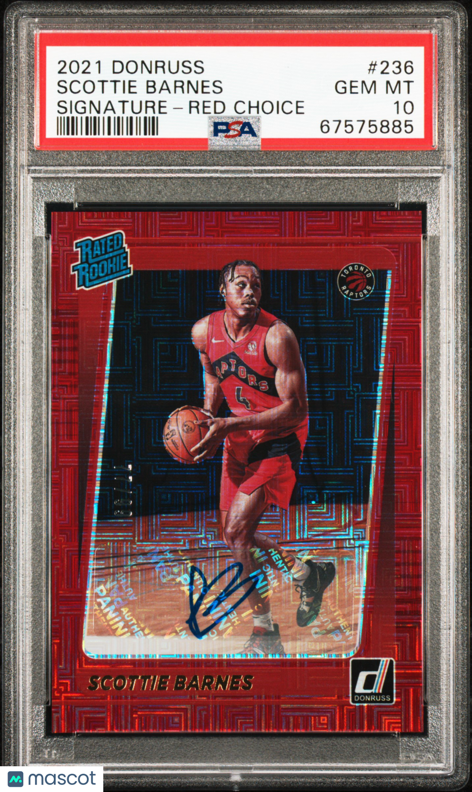 2021 Panini Donruss Scottie Barnes Signature Red Choice #236 PSA 10