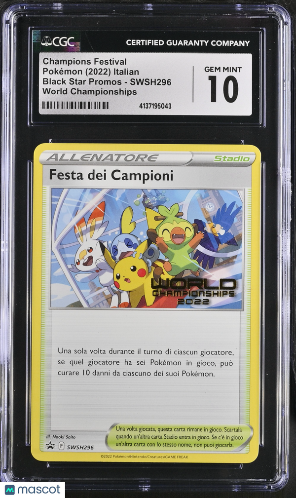 2022 Pokémon Champions Festival #SWSH296 Italian CGC 10