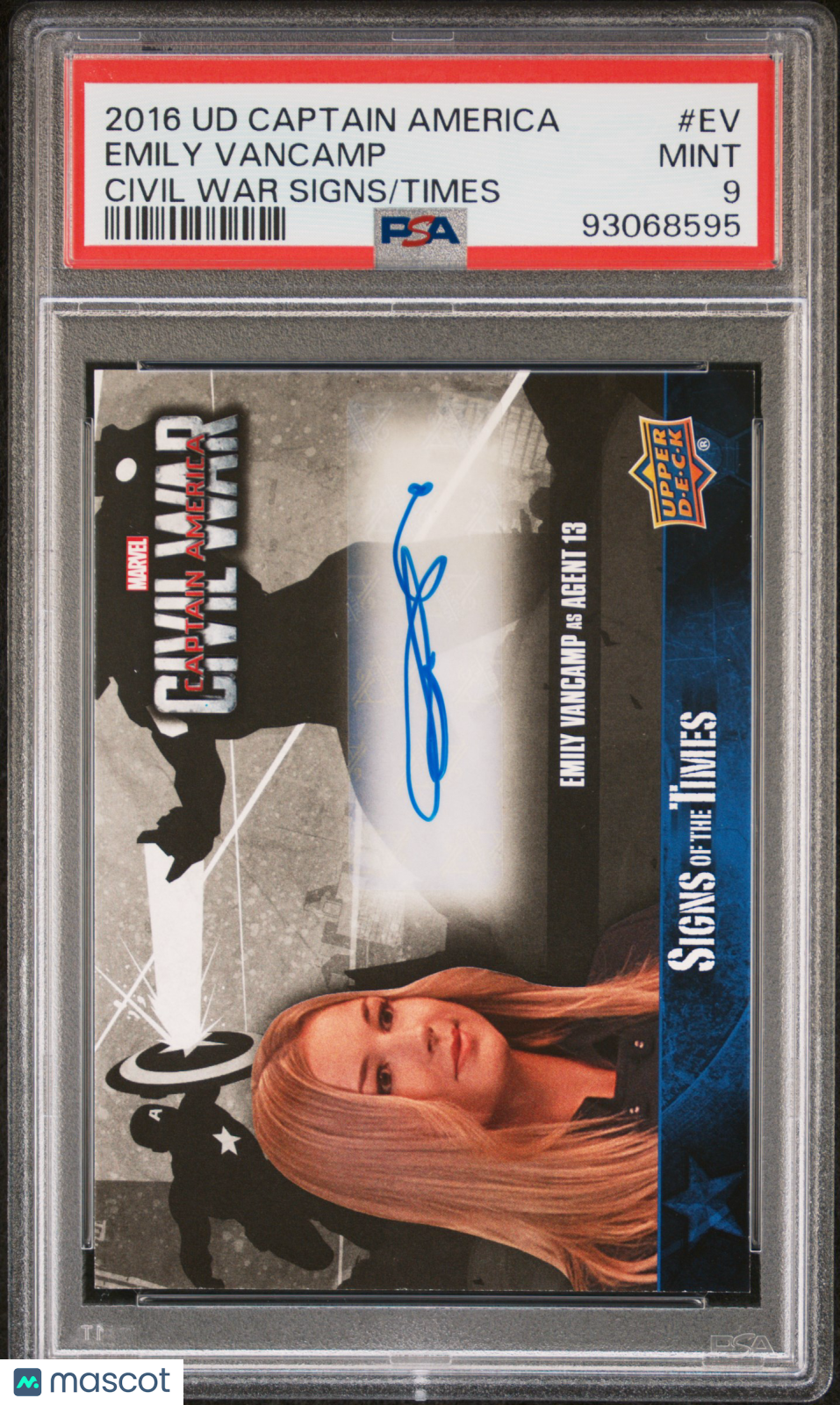 2016 Upper Deck Civil War Signs Of The Times Emily Vancamp Auto #EV PSA 9