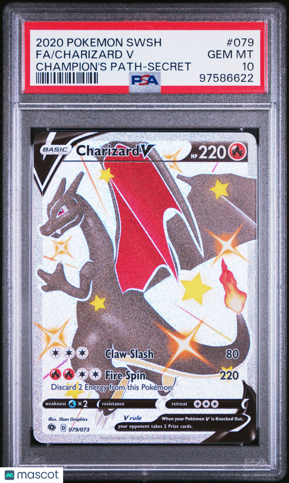 2020 Pokemon Sword & Shield Champion's Path Charizard V #079 FA PSA 10 GEM MINT