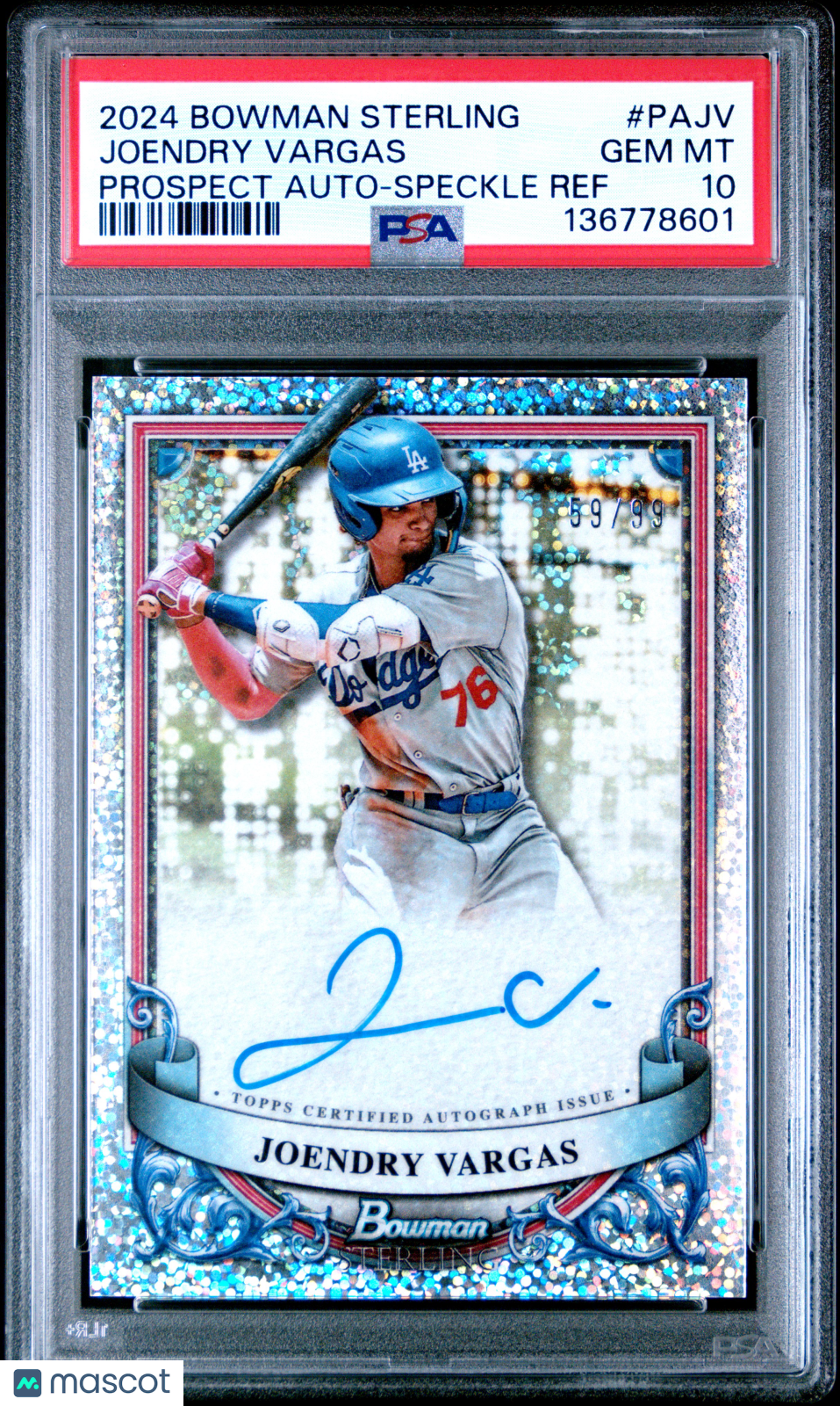 2024 Bowman Sterling Prospect Auto Joendry Vargas Speckle Ref 59/99 #PAJV PSA 10