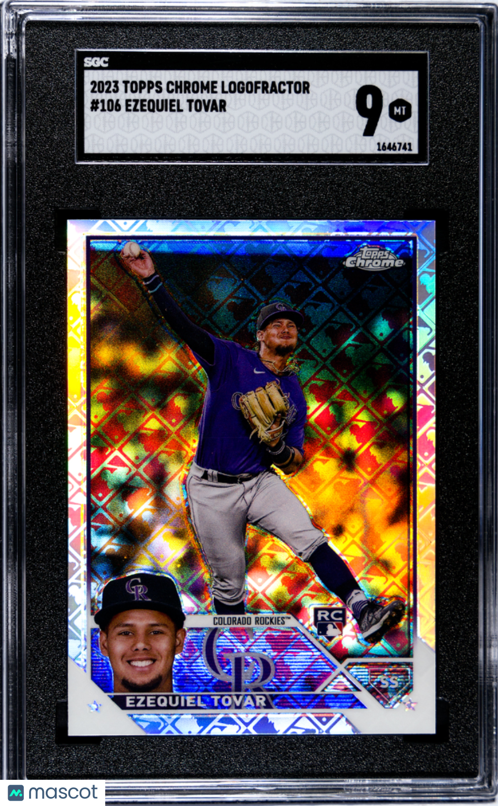 2023 Topps Chrome Logofractor Ezequiel Tovar Rookie #106 SGC 9 Colorado Rockies