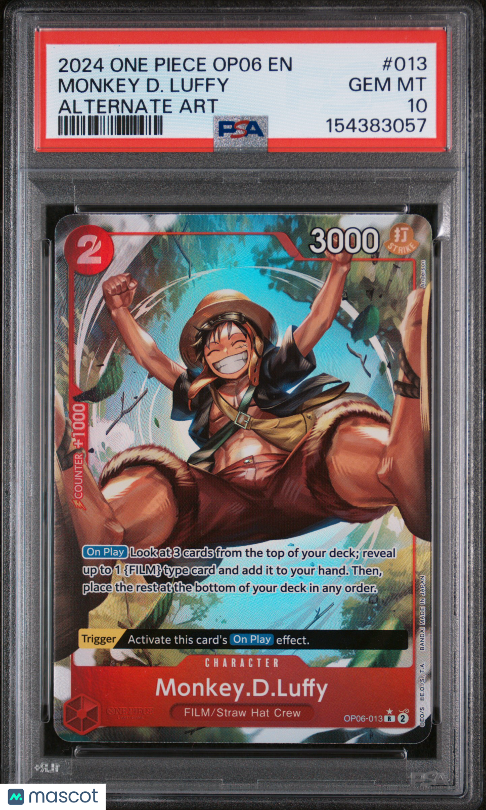 2024 One Piece OP06-Wings Of The Captain Monkey D. Luffy #013 Alt Art PSA 10