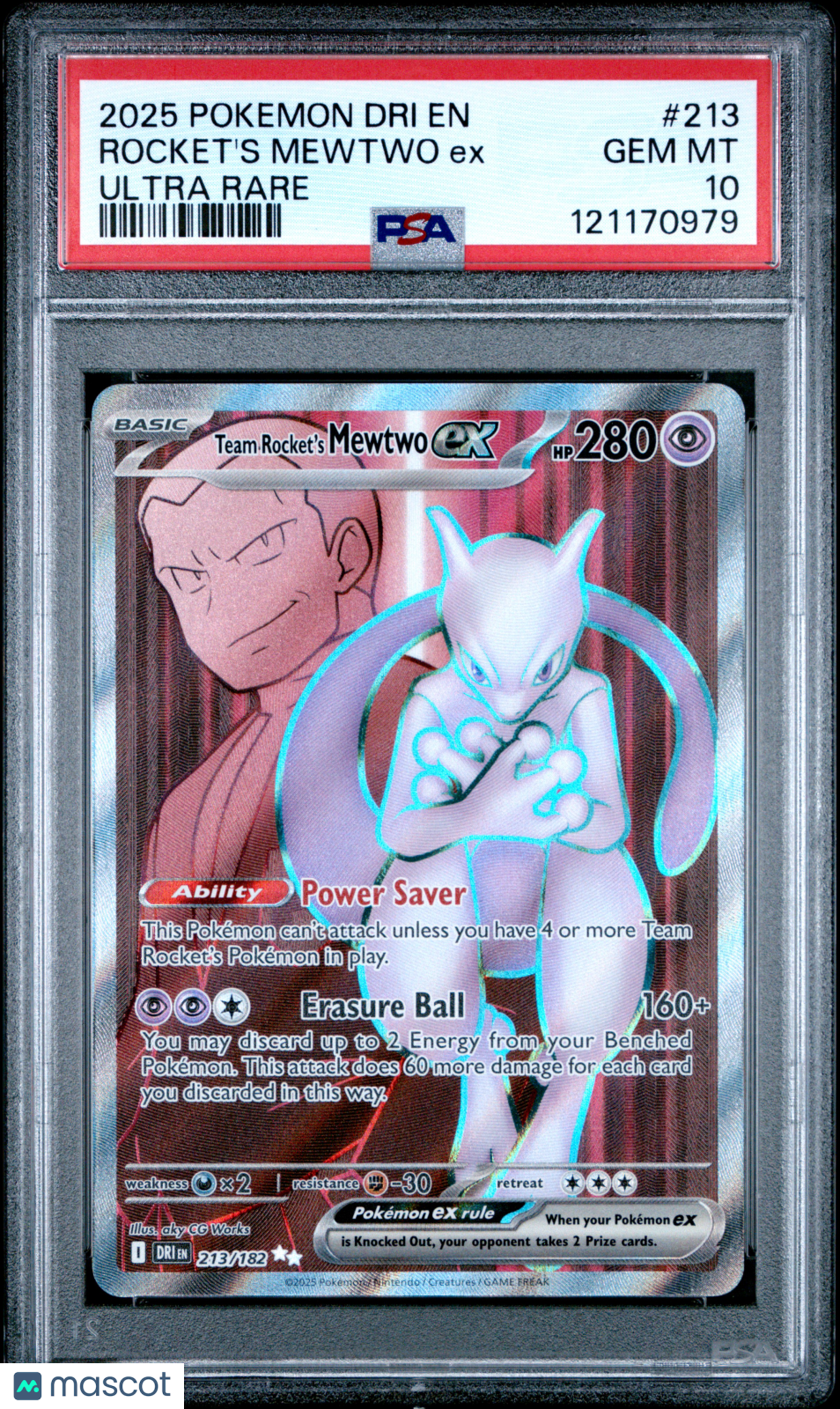 2025 Pokemon Destined Rivals Rocket's Mewtwo EX #213 Ultra Rare PSA 10 GEM MINT