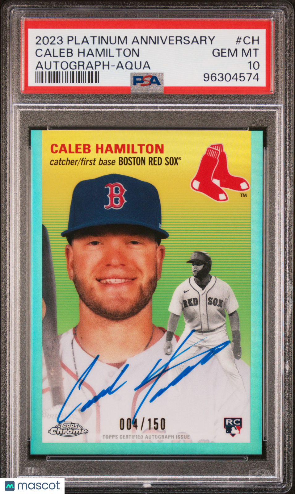2023 Topps Chrome Platinum Auto Caleb Hamilton Aqua Refractor 004/150 PSA 10