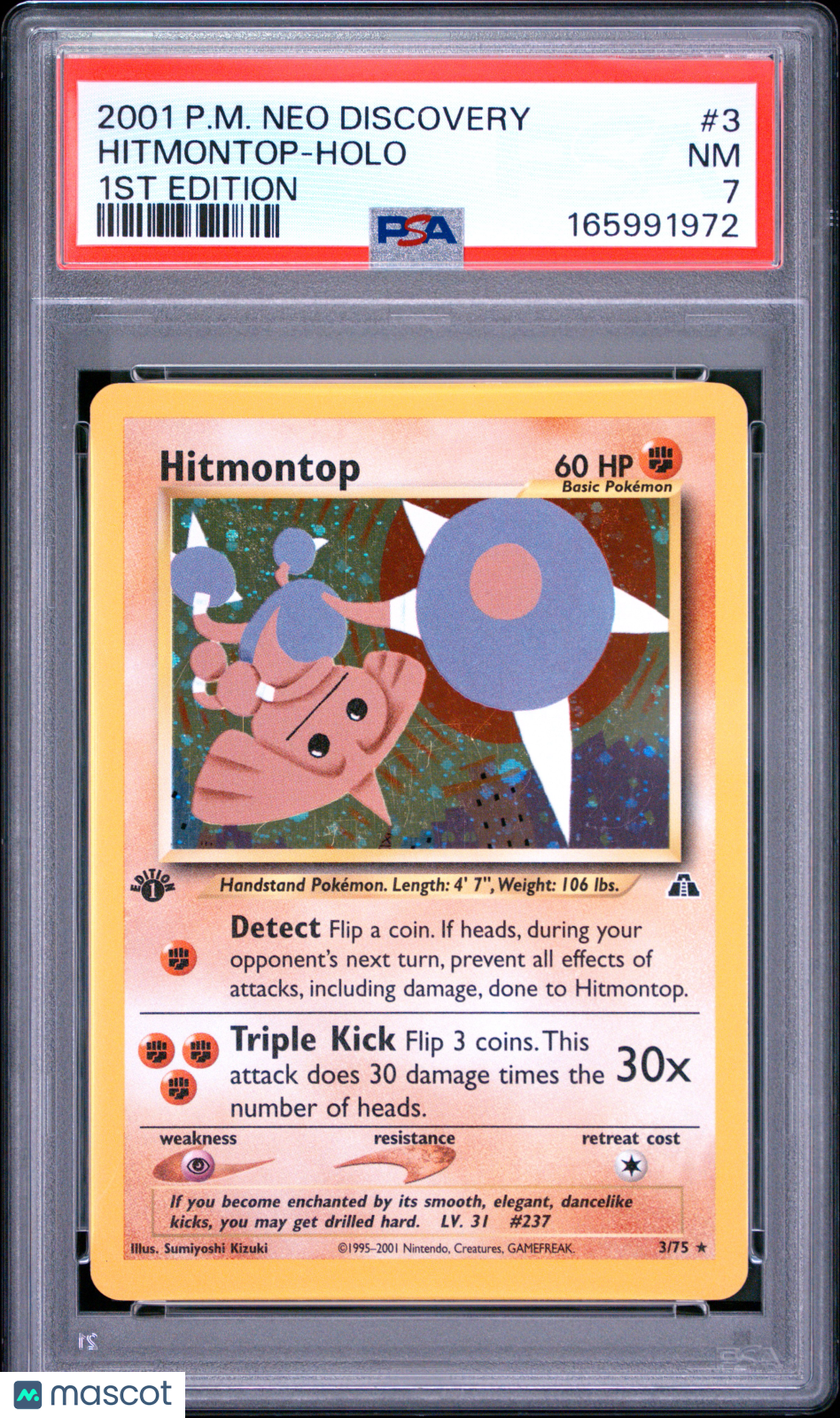 2001 Pokemon Neo Discovery Hitmontop #3 Holo 1st Edition PSA 7