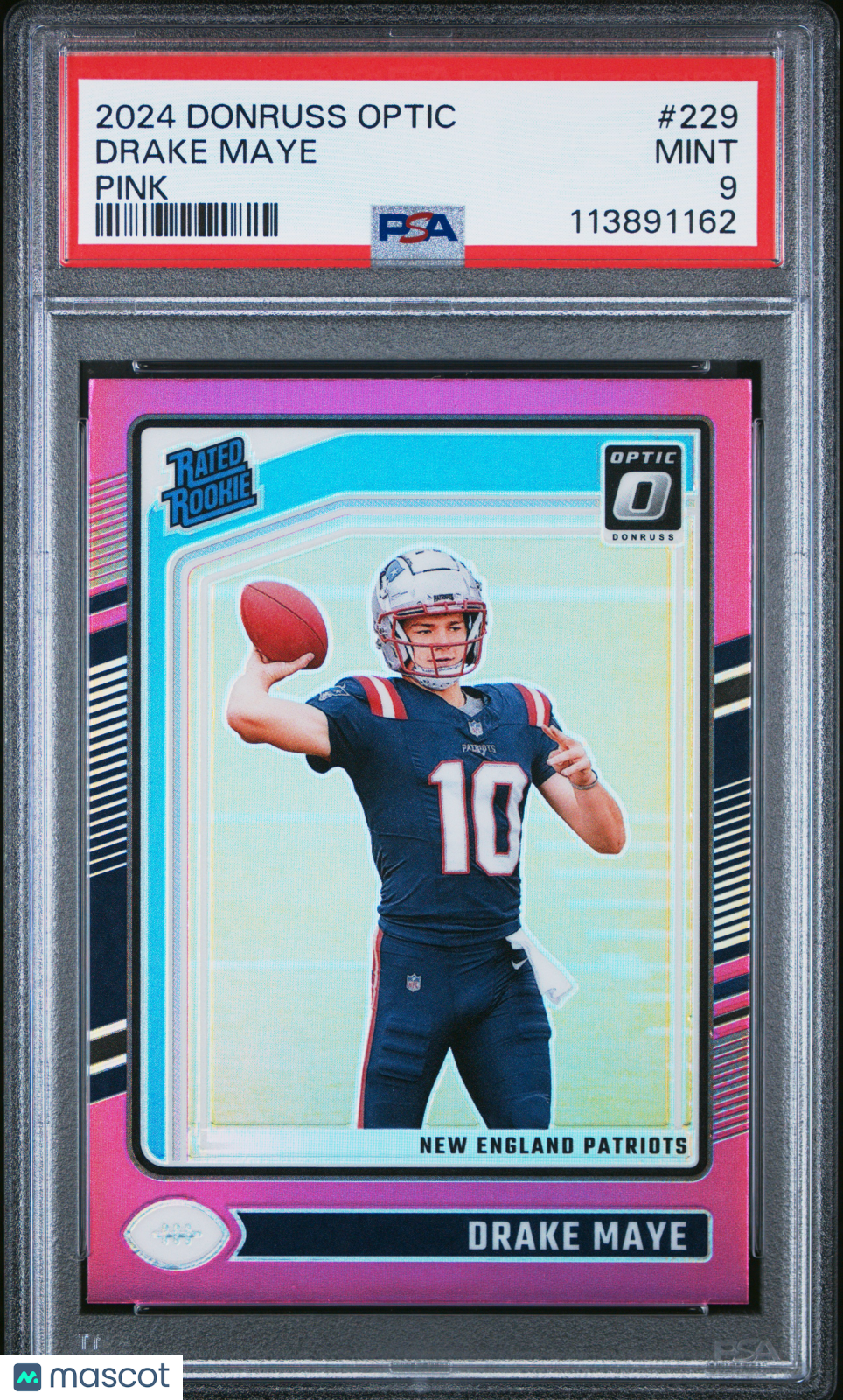 2024 Panini Donruss Optic Drake Maye Pink Rookie #229 PSA 9 New England Patriots