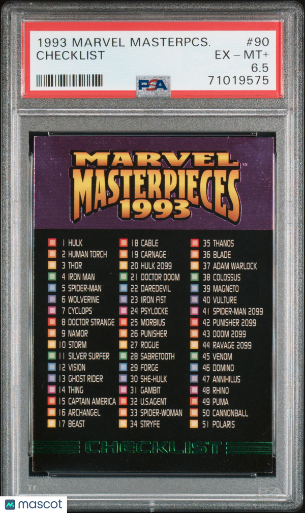 1993 Marvel Checklist #90 PSA 6.5