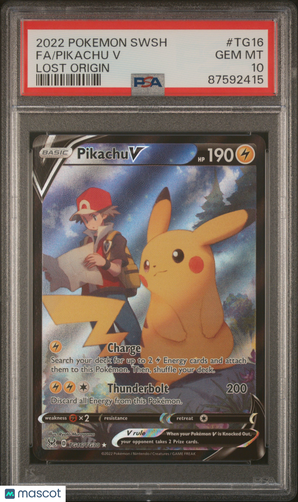 2022 Pokemon Sword & Shield Lost Origin Pikachu V #TG16 Fa Lost Origin PSA 10