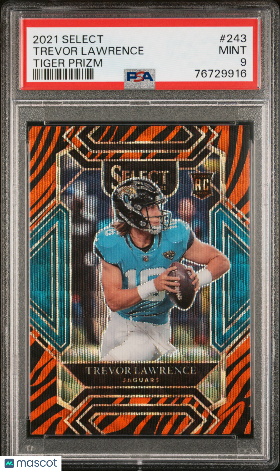 2021 Panini Select Trevor Lawrence - RC Tiger Prizm Rookie PSA 9 MINT Jaguars