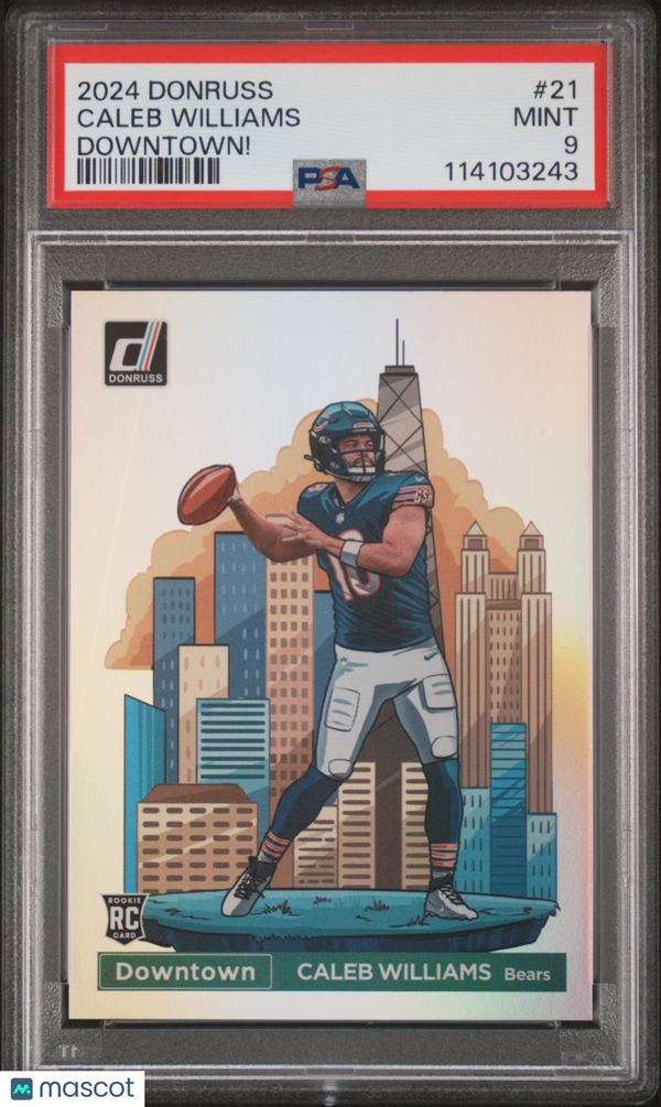 2024 Panini Donruss Downtown! Caleb Williams Rookie #21 PSA 9 MINT Chicago Bears