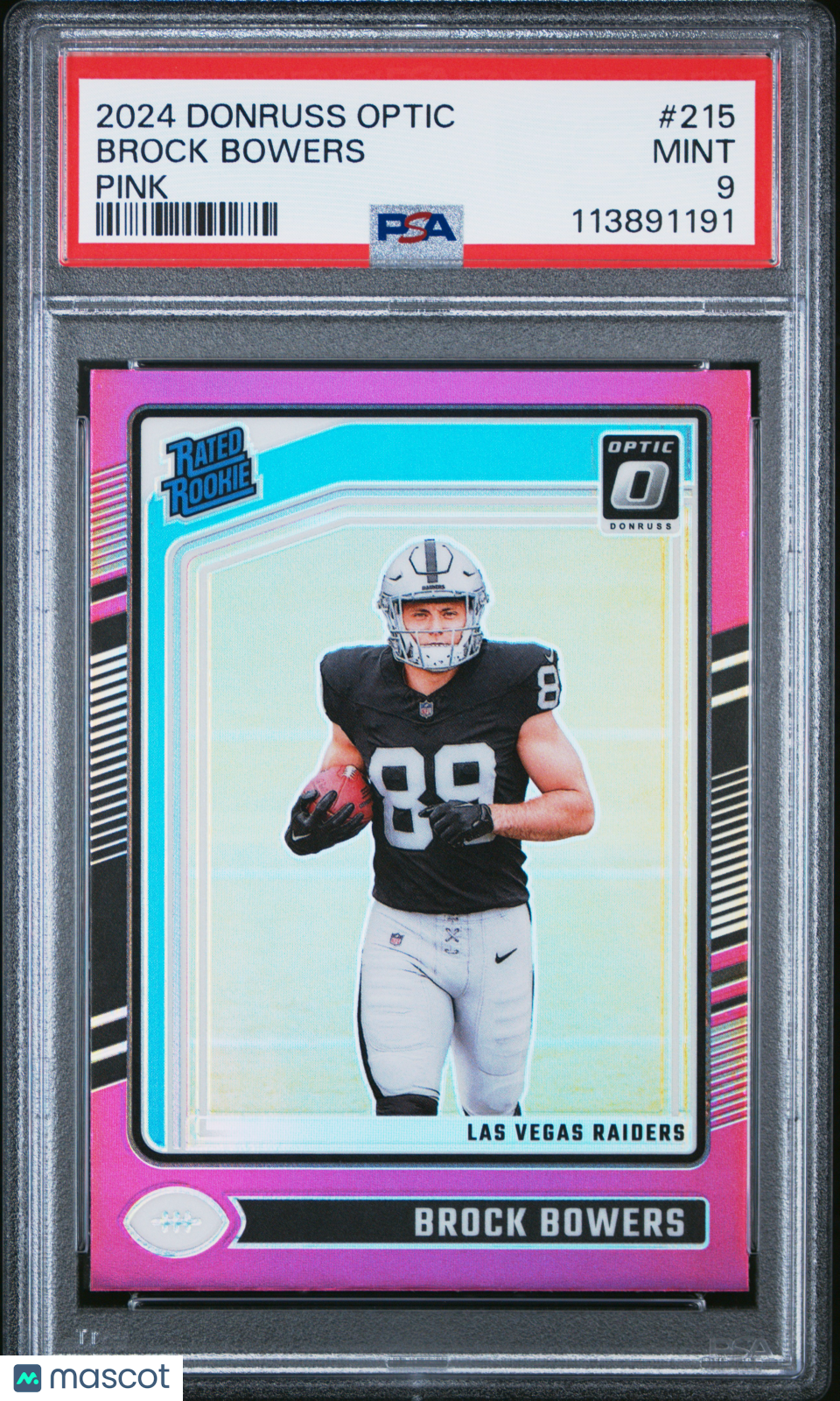 2024 Panini Donruss Optic Brock Bowers Pink Rookie #215 PSA 9 Las Vegas Raiders