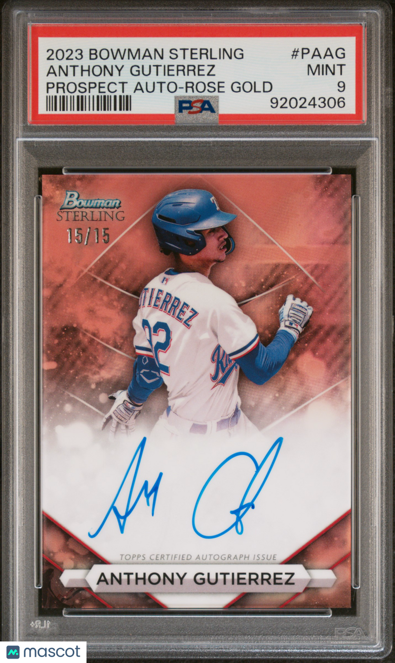 2023 Bowman Sterling Auto Anthony Gutierrez Prospect Auto Rose Gold PSA 9 /15