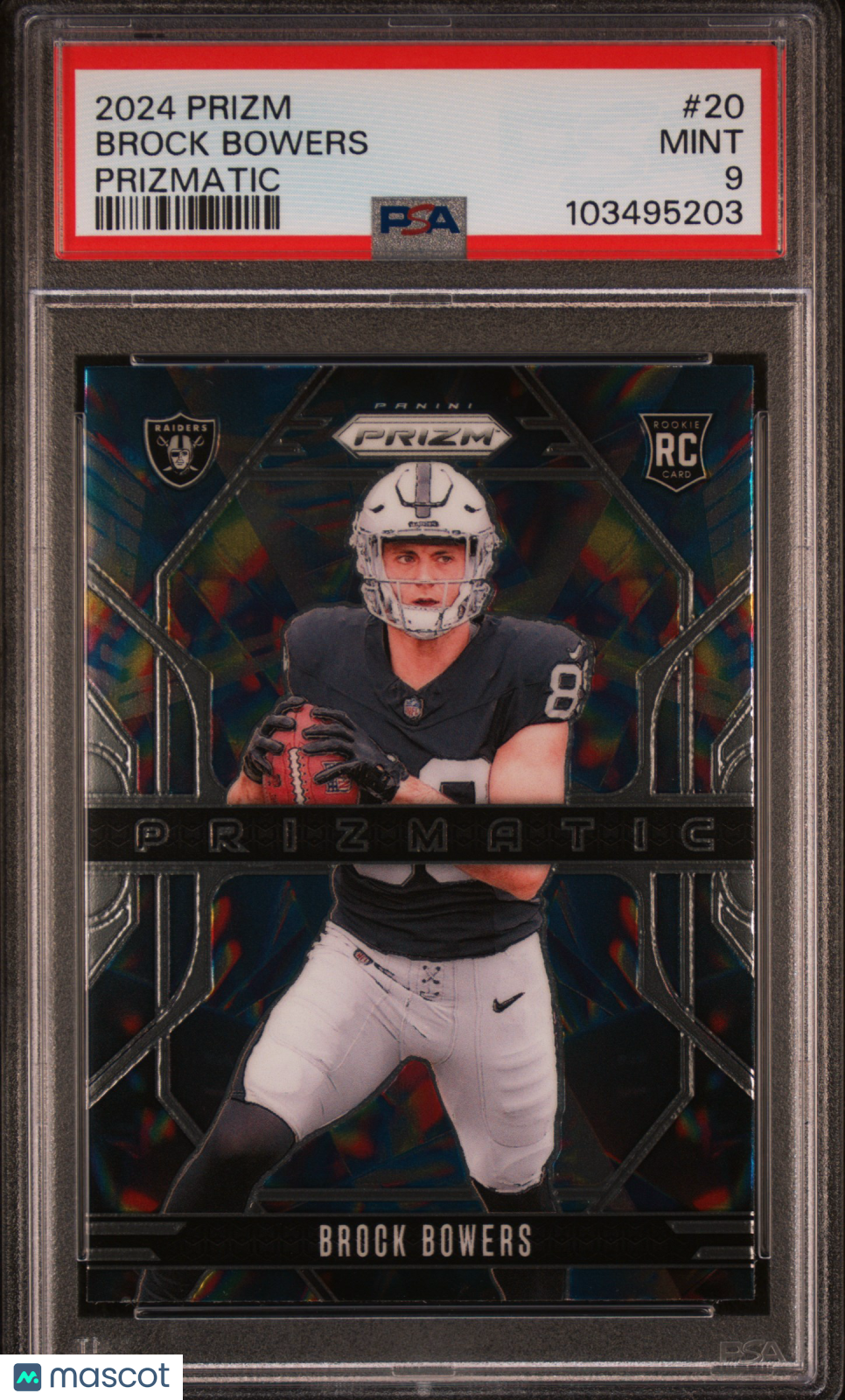 2024 Panini Prizm Prizmatic Brock Bowers Rookie #20 PSA 9 Las Vegas Raiders