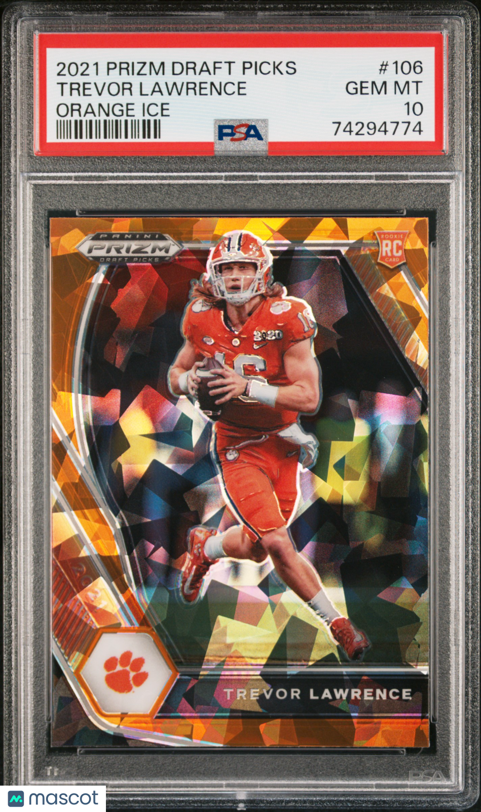 2021 Prizm Draft Trevor Lawrence RC Orange Ice Rookie #106 PSA 10 Jaguars
