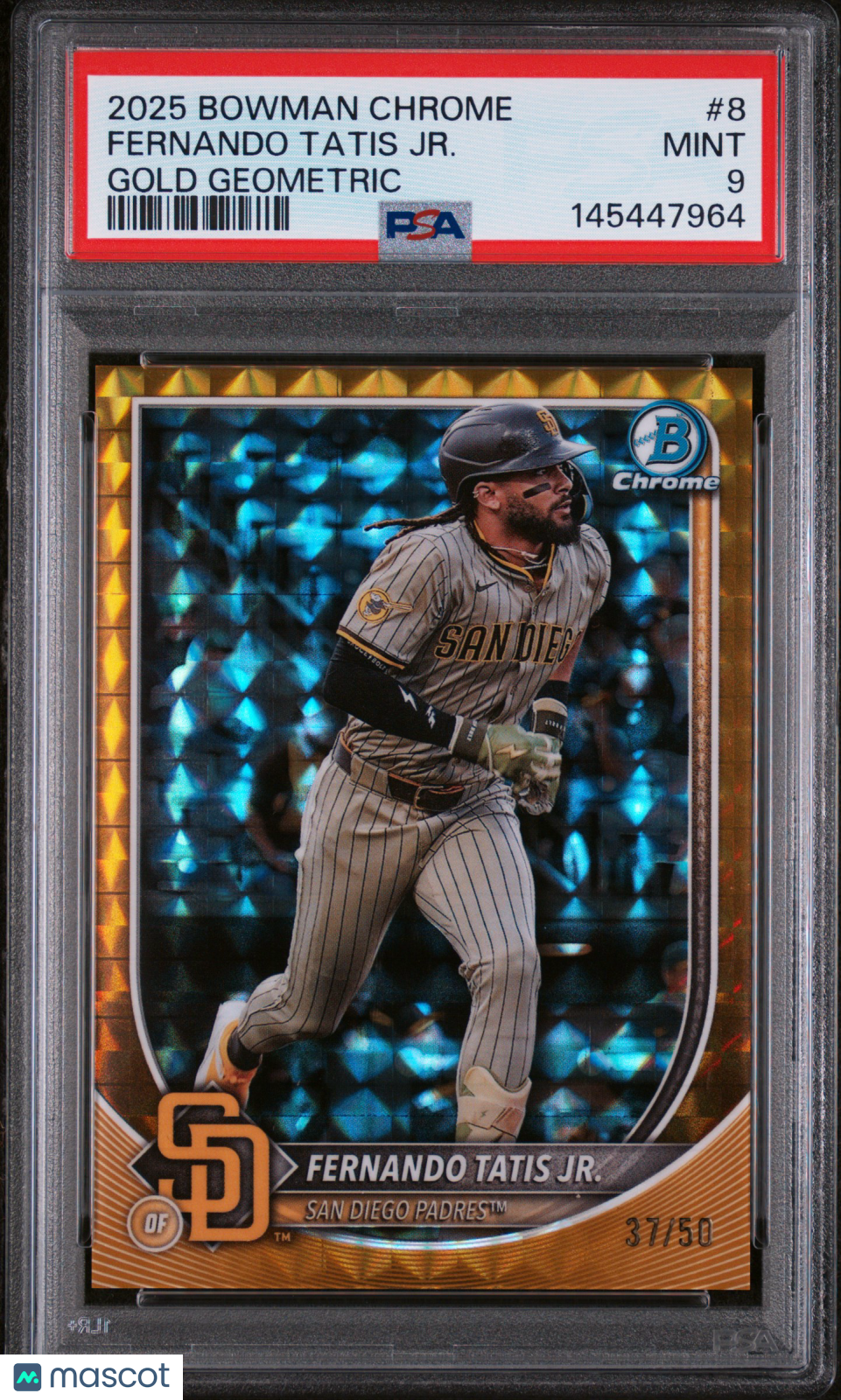 2025 Bowman Chrome Fernando Tatis JR. Gold Geometric 37/50 #8 PSA 9