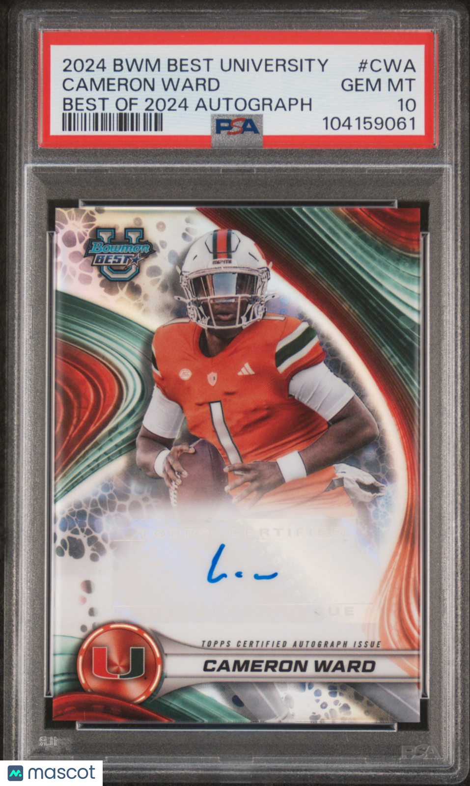 2024 Bowman Best University Best Of 2024 Autographs Cameron Ward #CWA PSA 10