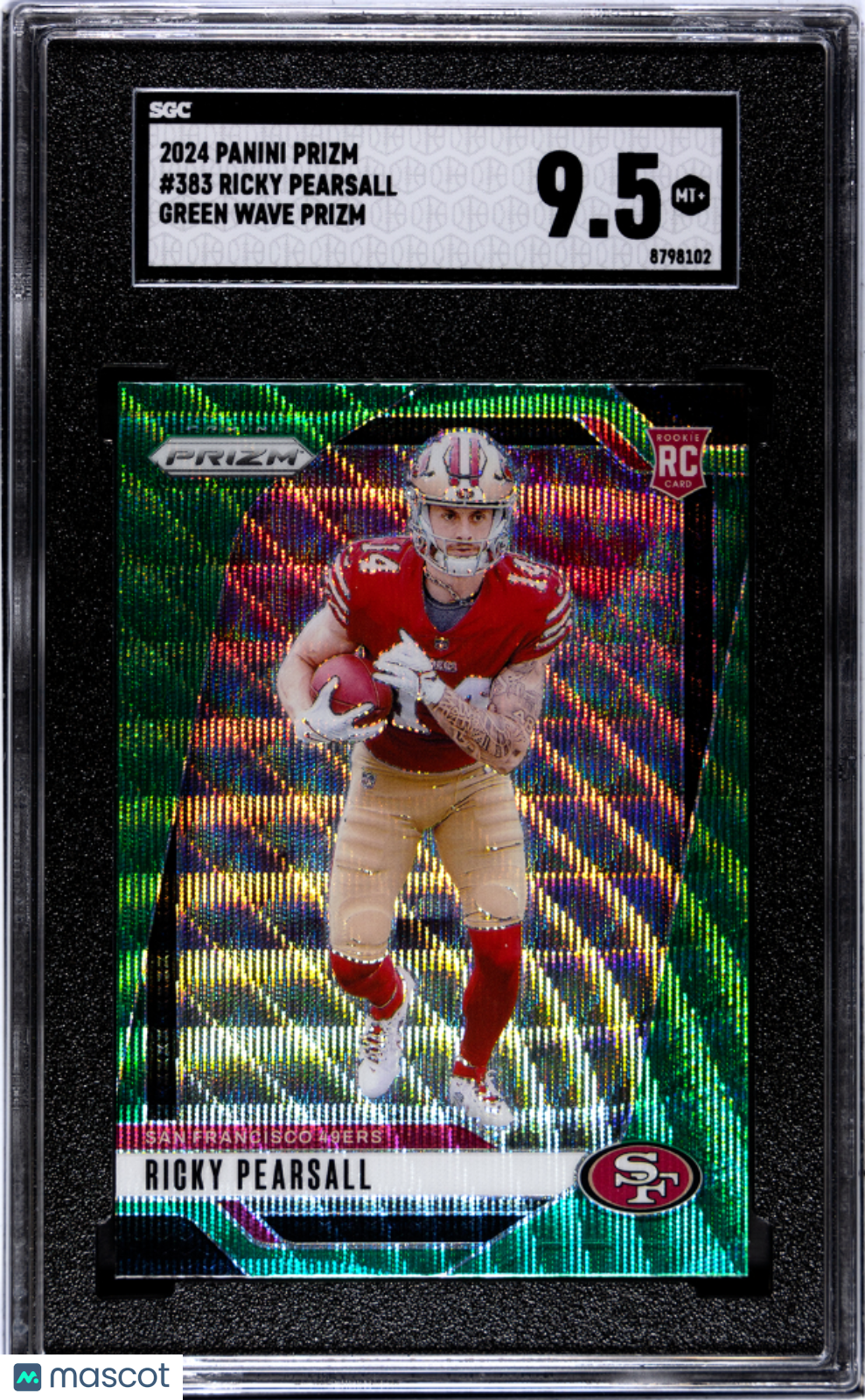 2024 Prizm Ricky Pearsall Green Wave Rookie #383 SGC 9.5 San Francisco 49ers