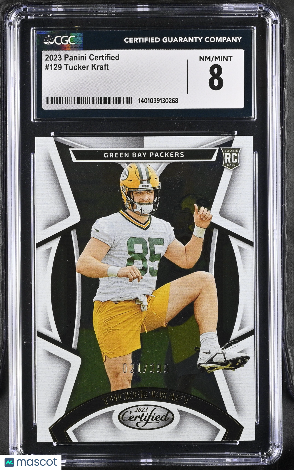 2023 Panini Certified Tucker Kraft Rookie /399 #129 CGC 8 Green Bay Packers