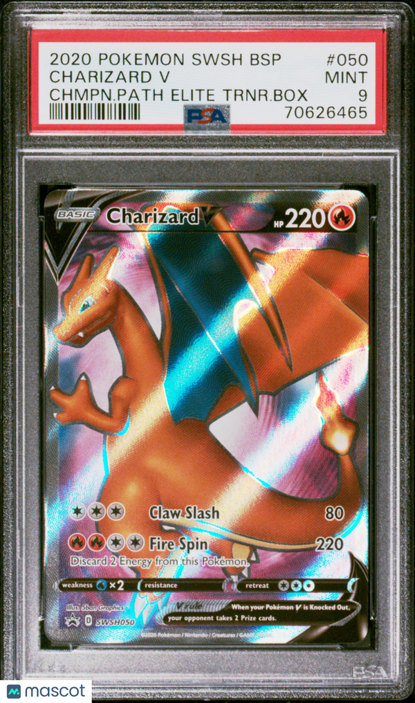 2020 Pokemon SWSH Promo Charizard V #050 CHMPN.PATH.ETB PSA 9