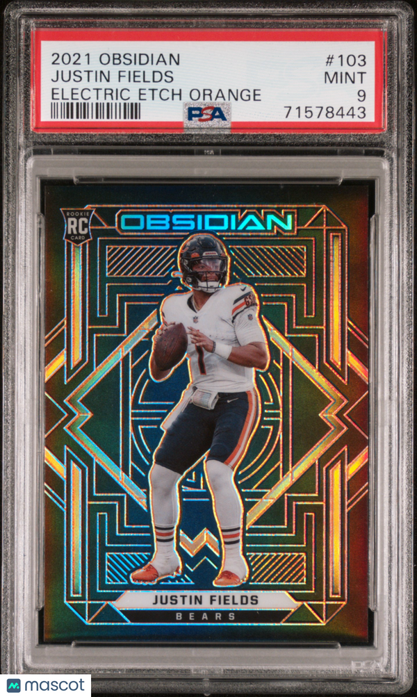 2021 Panini Obsidian Justin Fields Electric Etch Orange #103 PSA 9