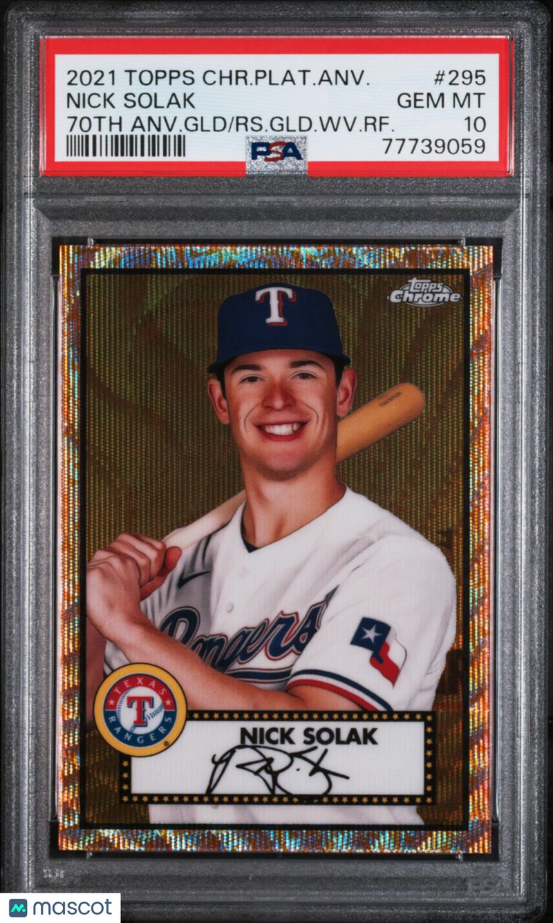 2021 Topps Chrome Platinum Anniversary Nick Solak 70th Gold Wave PSA 10