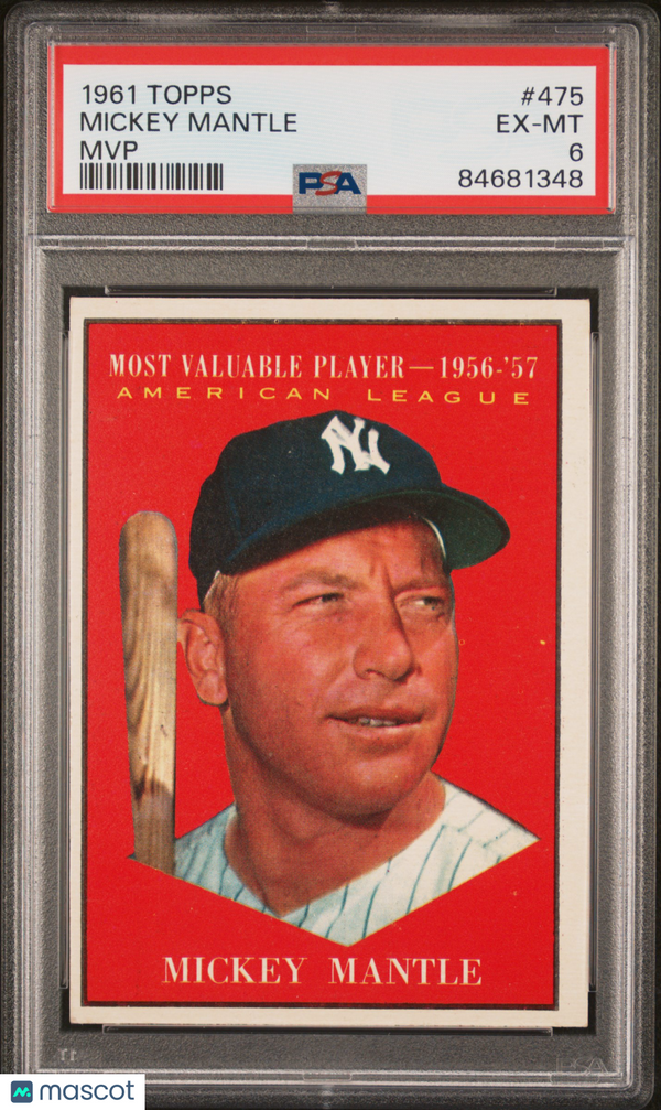 1961 Topps Mickey Mantle #475 PSA 6 Baseball