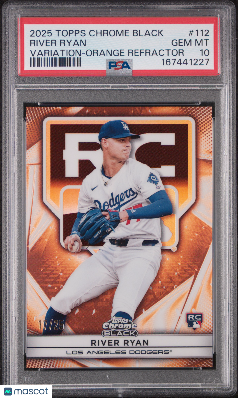 2025 Topps Chrome Black River Ryan Variation Orange Refractor 17/25 #112 PSA 10