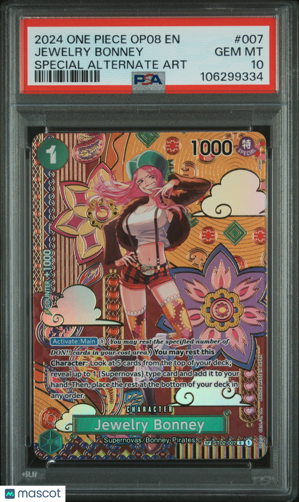 2024 One Piece Op08-Two Legends Jewelry Bonney #007 Special Alternate Art PSA 10