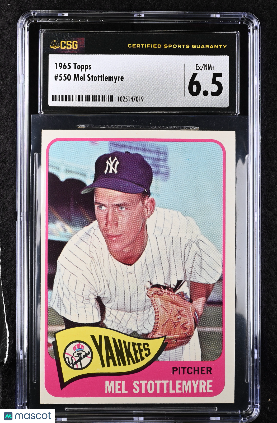 1965 Topps Mel Stottlemyre #550 CGC 6.5 New York Yankees