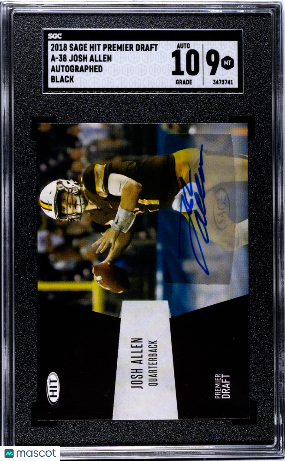 2018 Sage Hit Premier Draft Josh Allen Autograph Black #A-38 SGC 9