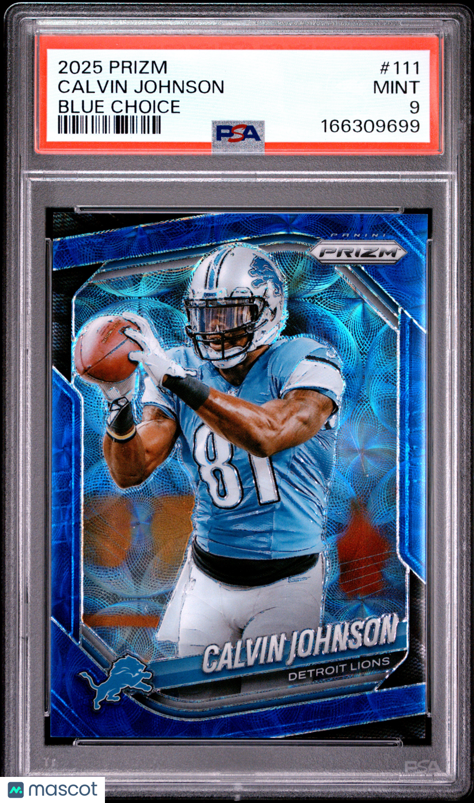 2025 Panini Prizm Calvin Johnson Blue Choice /14 #111 PSA 9