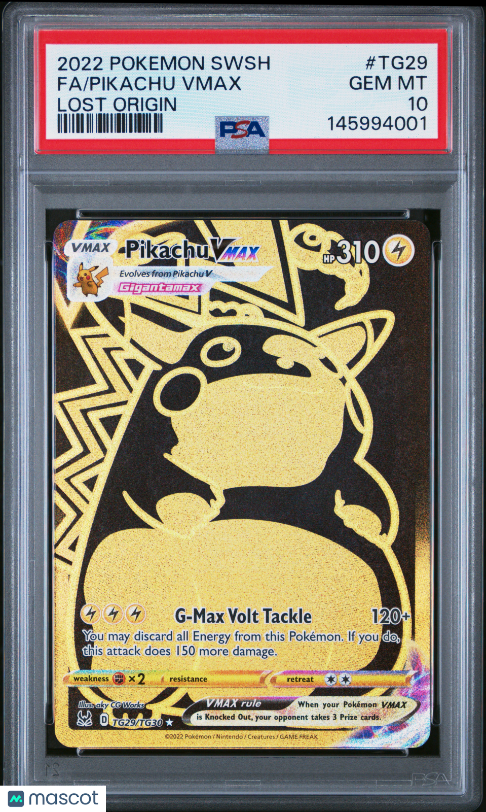2022 Pokemon Sword & Shield Lost Origin Pikachu VMAX #TG29 FA PSA 10 GEM MINT