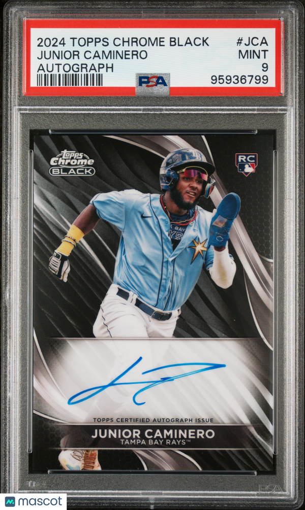 2024 Topps Chrome Black Autographs Junior Caminero #JCA PSA 9