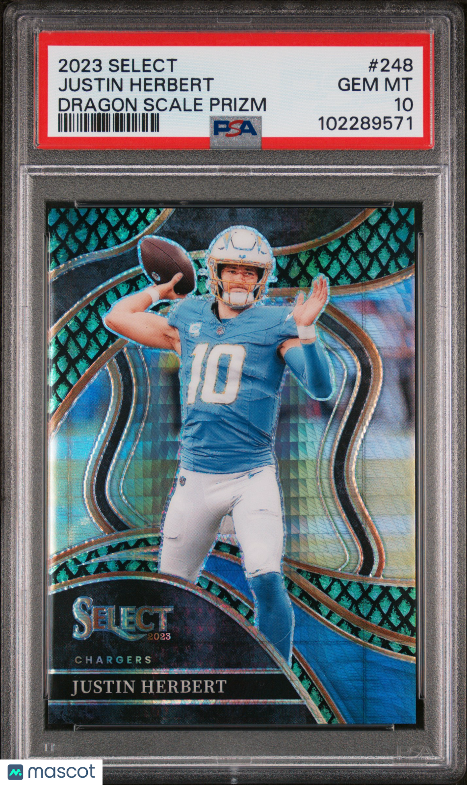 2023 Panini Select Justin Herbert /70 Dragon Scale Prizm #248 PSA 10 GEM MINT