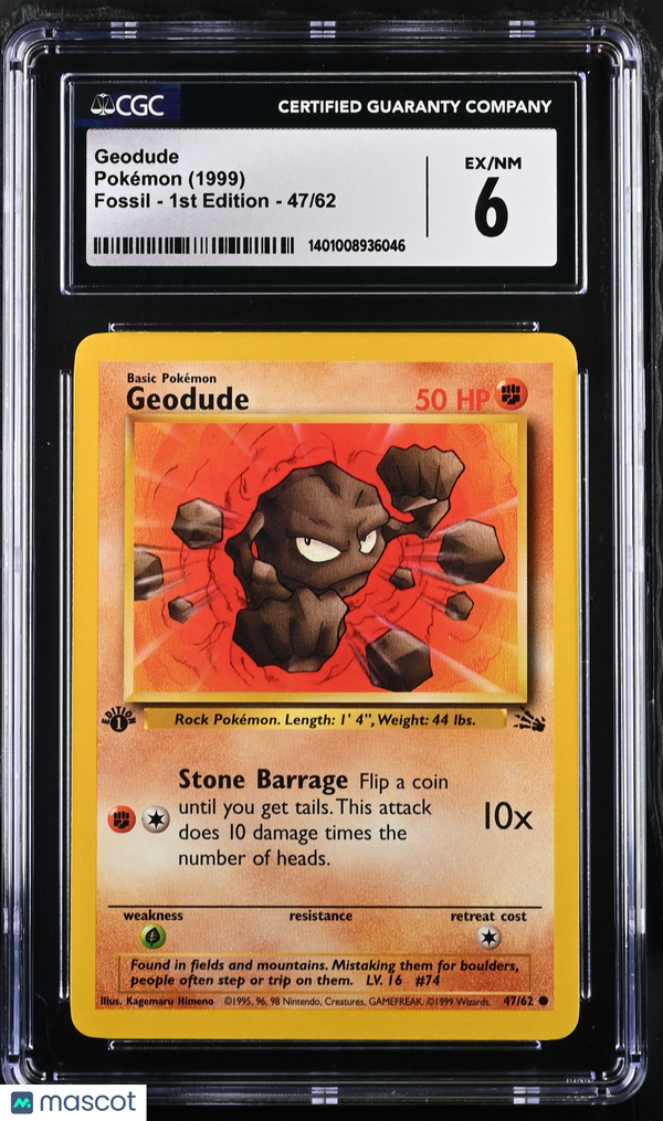 1999 Pokémon Geodude #47/62 English CGC 6