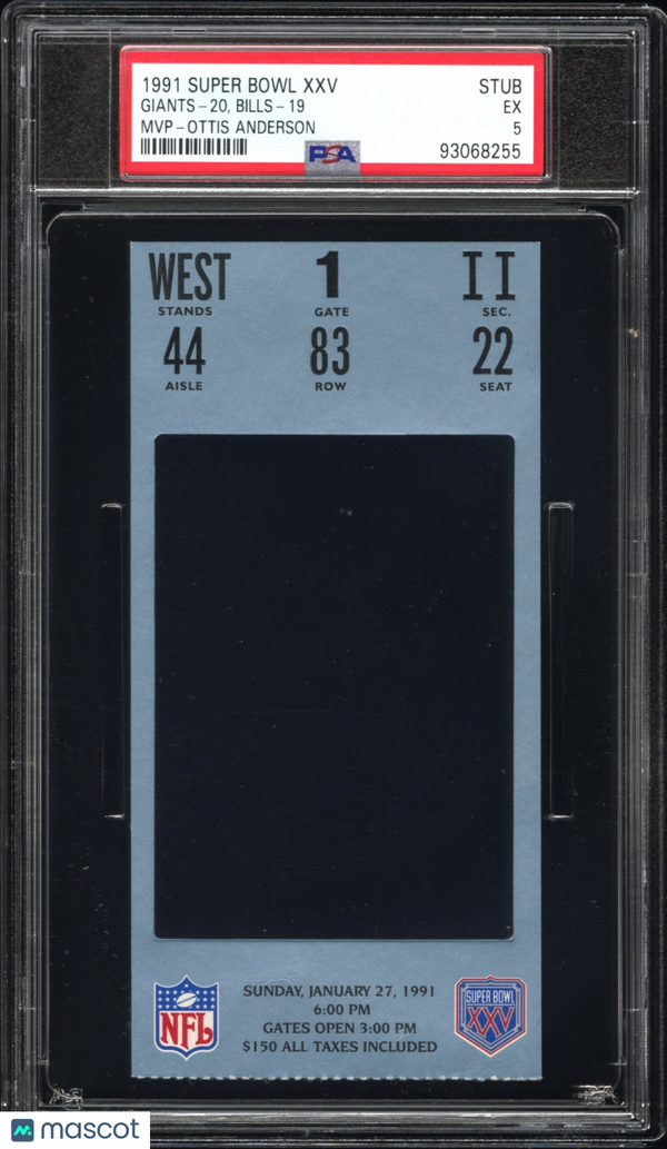 1991 Super Bowl XXV Ottis Anderson MVP PSA 5 Ticket Stub