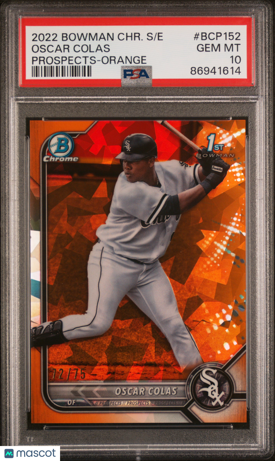 2022 Bowman Chrome Sapphire Edition Prospects Oscar Colas Orange /75 PSA 10 GEM