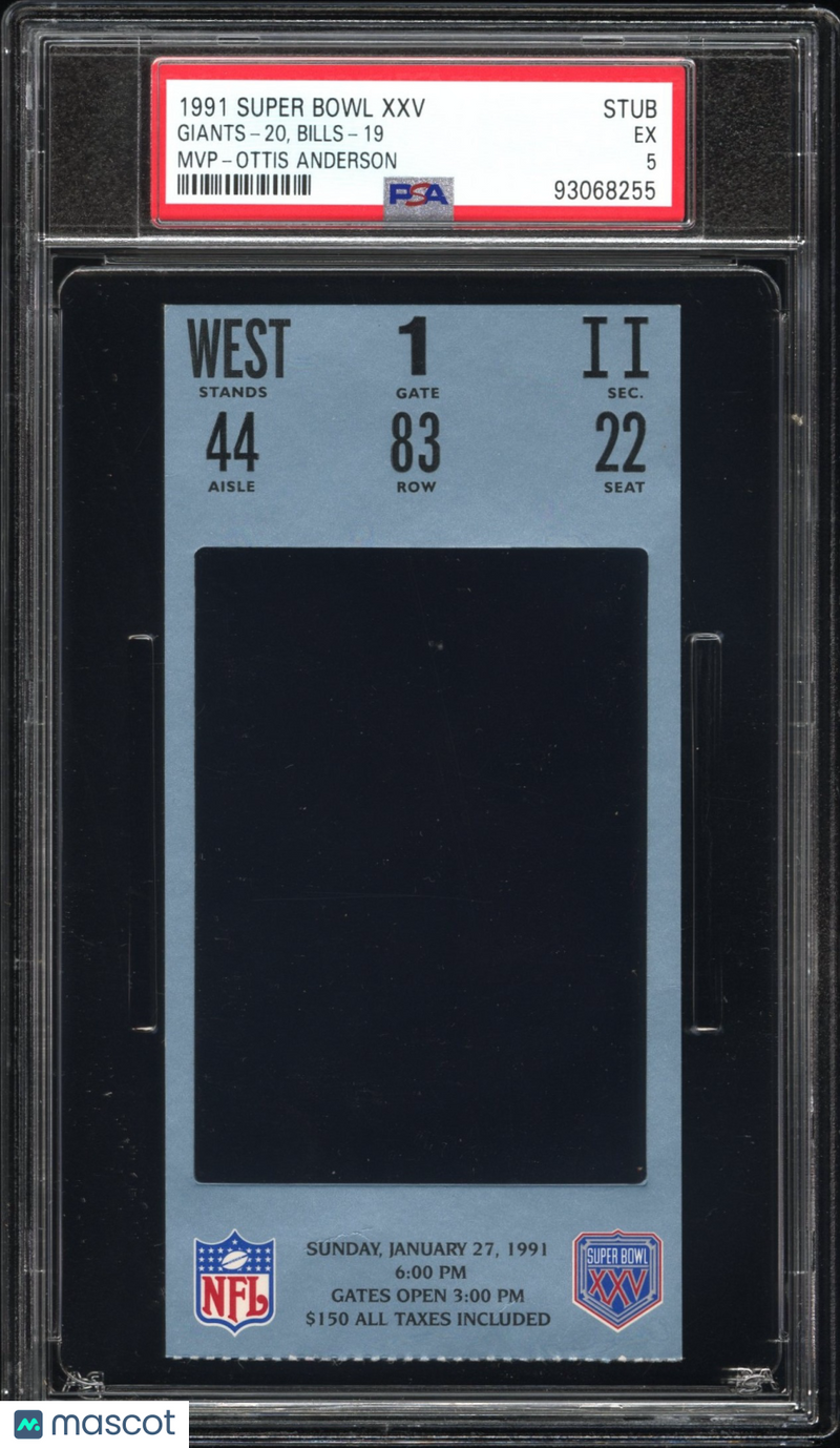 1991 Super Bowl XXV Ottis Anderson MVP PSA 5 Ticket Stub